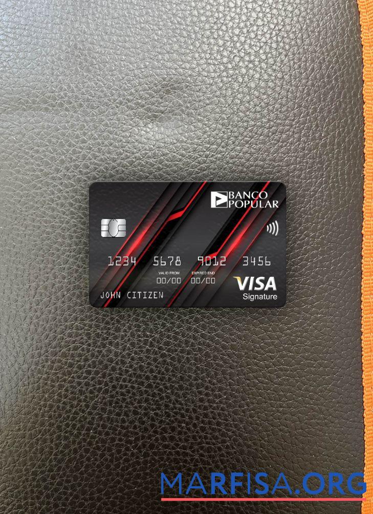 Printable Portugal Banco Popular bank visa signature card photolook front sample